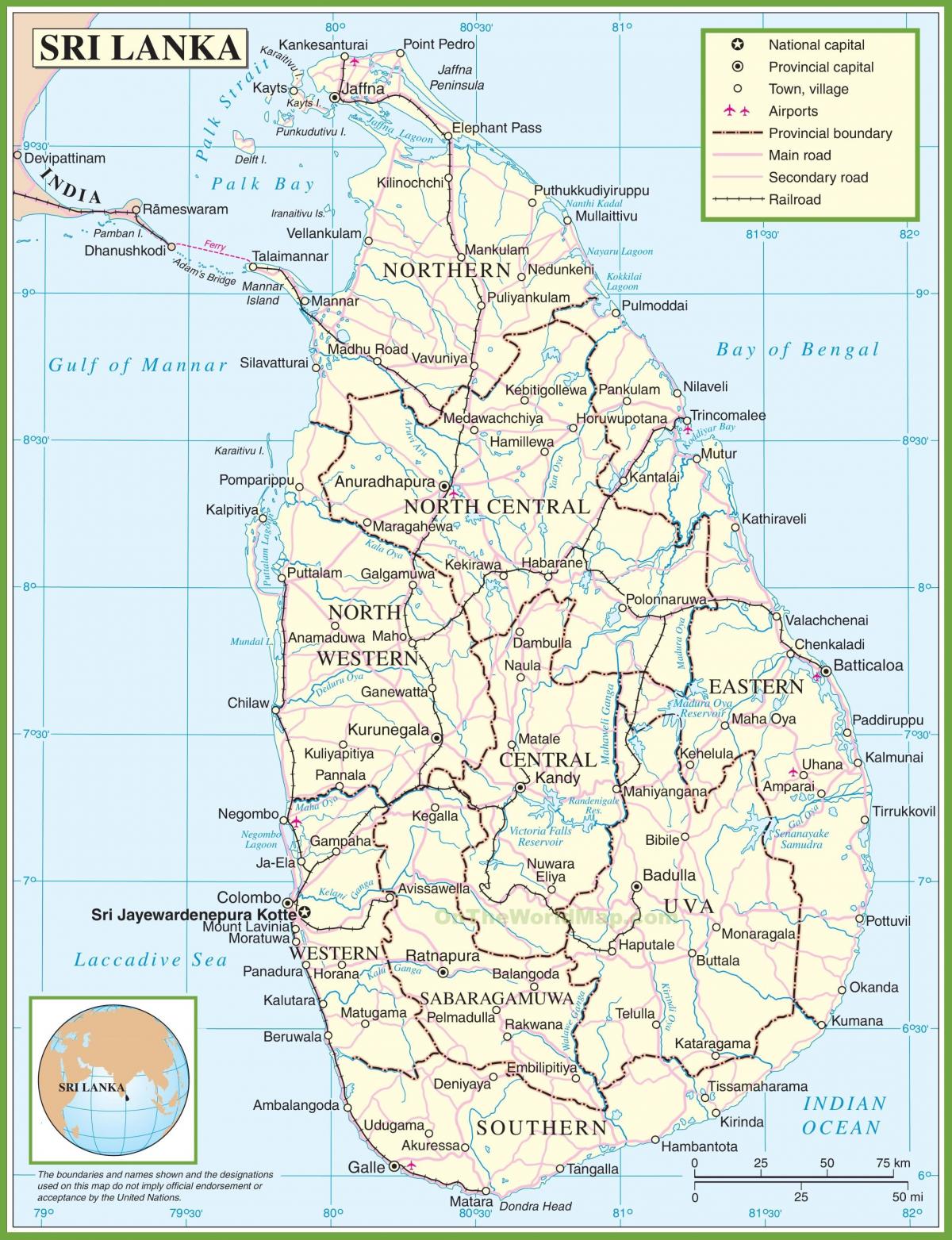 一的斯里兰卡地图