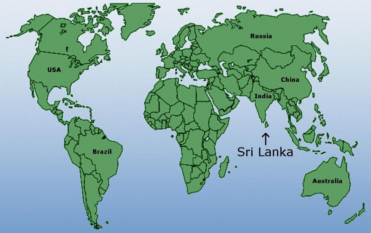 斯里兰卡的位置，在世界地图