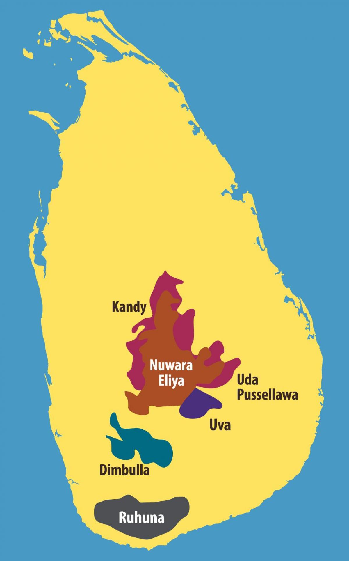 地图斯里兰卡的茶园