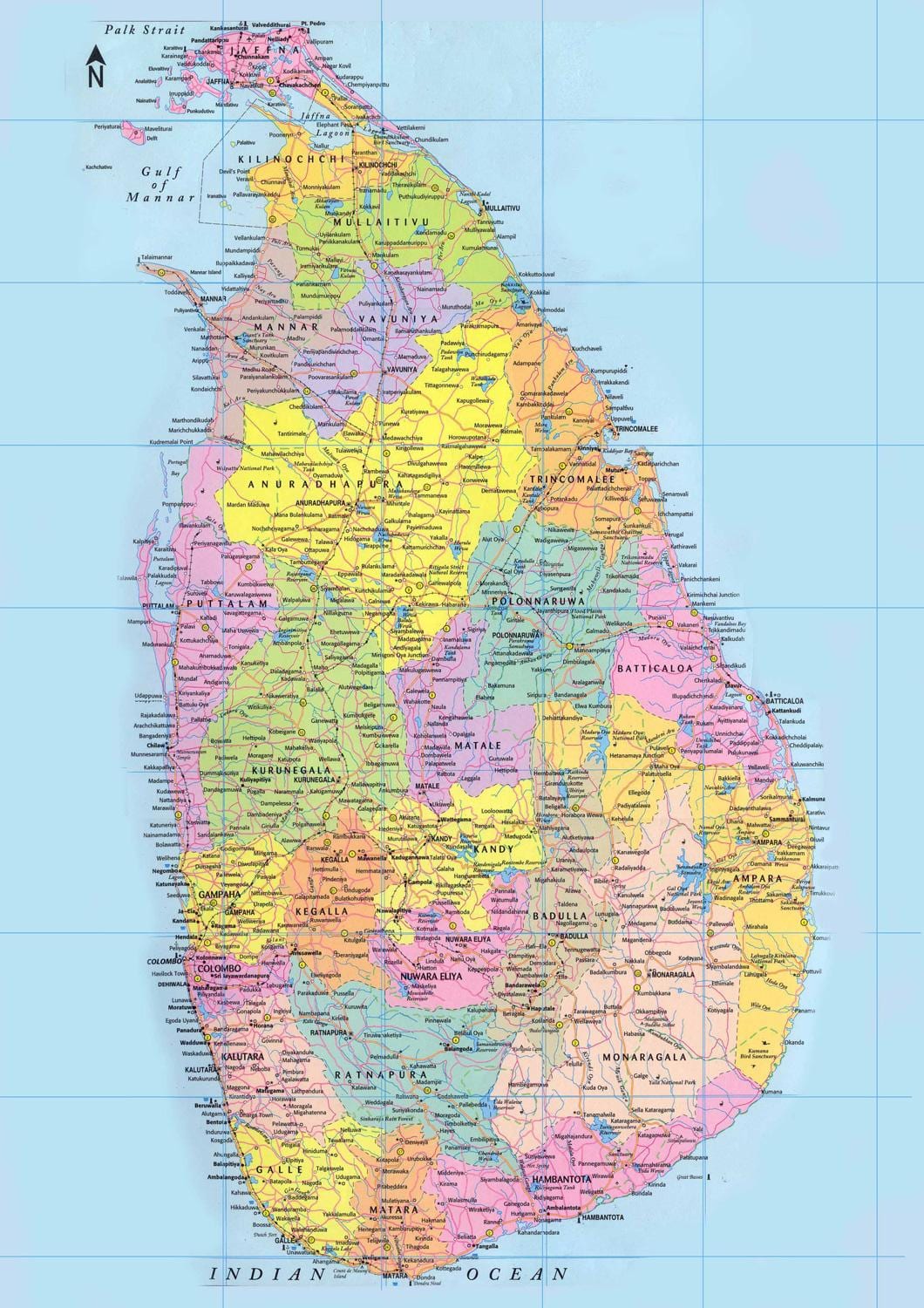 斯里兰卡公里的地图