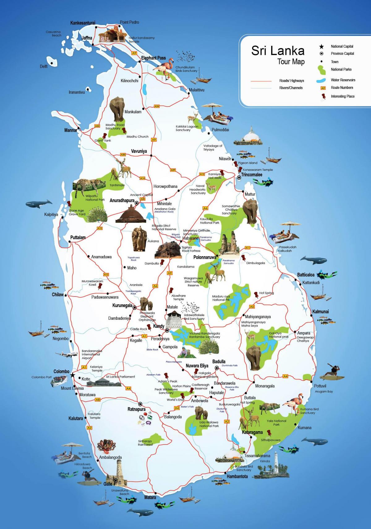 旅游景点，在斯里兰卡地图