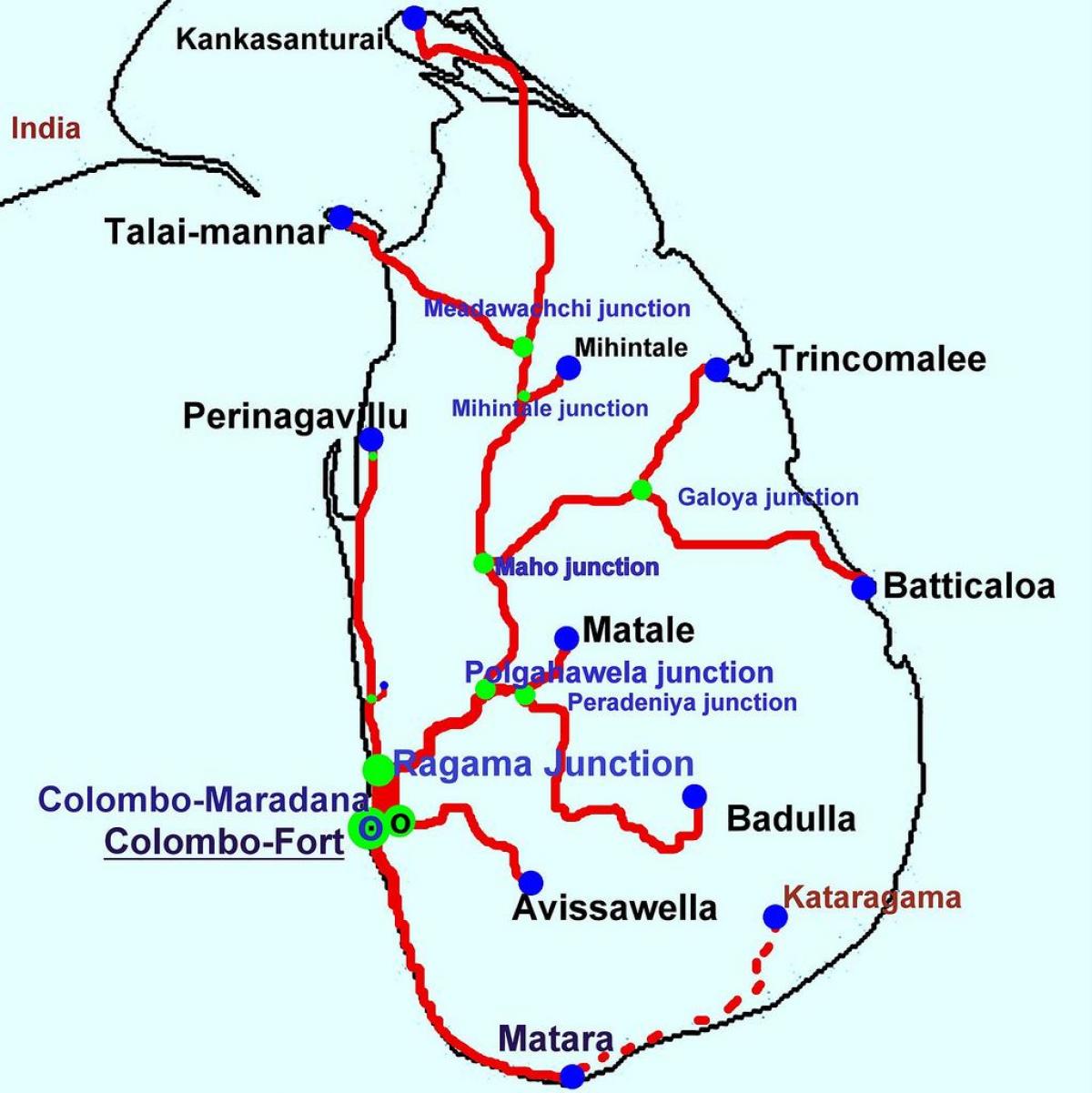 列车在斯里兰卡地图