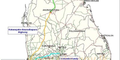 地图斯里兰卡高速公路