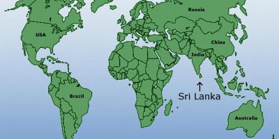 世界上的地图显示斯里兰卡